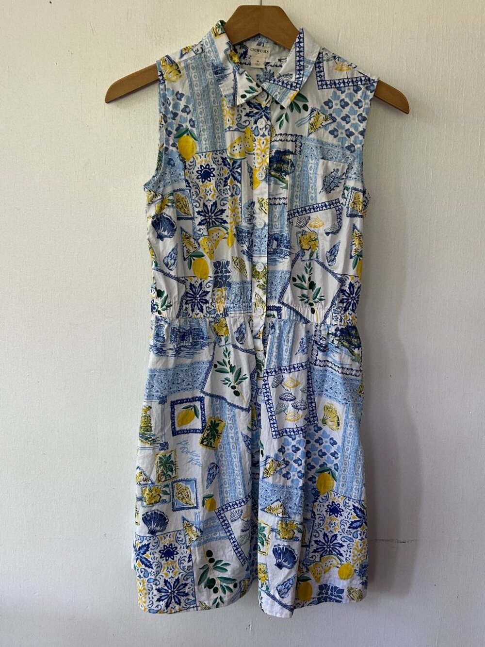 Crewcuts Lemon Print‎ Midi Dress Kids 14 Sleeveless Coastal Preppy Amalfi Coast